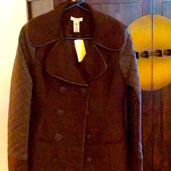 VERTIGO QUILTED WOOL DOUBLE BREASTED CHOCOLATE BROWN BRAND NEW COAT. BEAUTIFUL - Picture 4 of 16